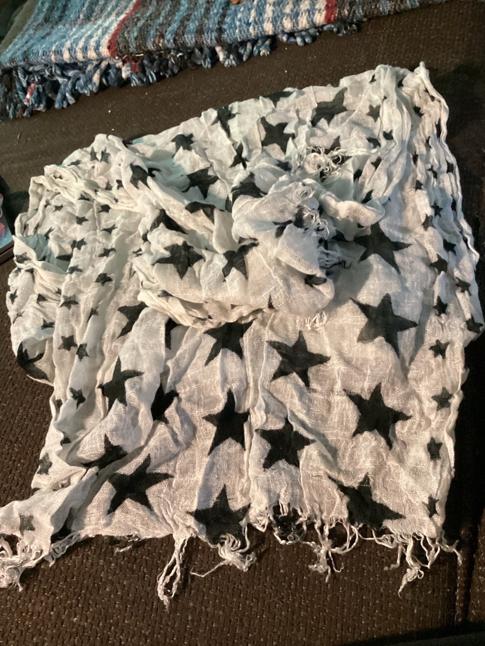 Light Cream Star Print Scarf - Unbranded